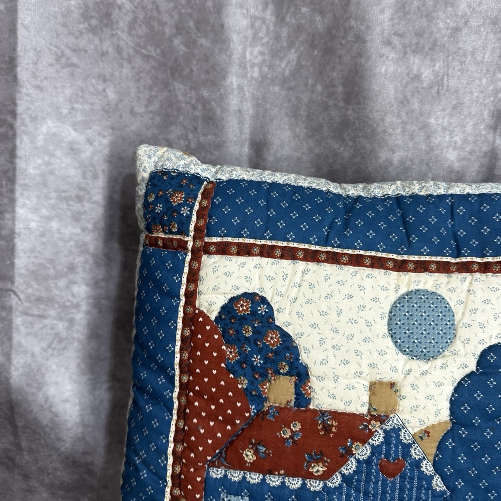 15x15 Cottagecore Quilted Throw Pillow‎ Country Floral Scene Grannycore - Picture 5 of 8